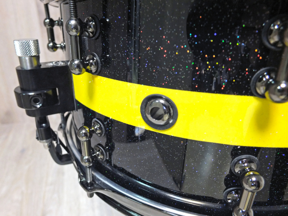 Schwarz Gelb Acryl Custom Snare Detail 04